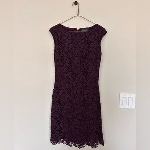 Ralph Lauren Purple Sheath Midi Dress Bateau Neckline Sleeveless
